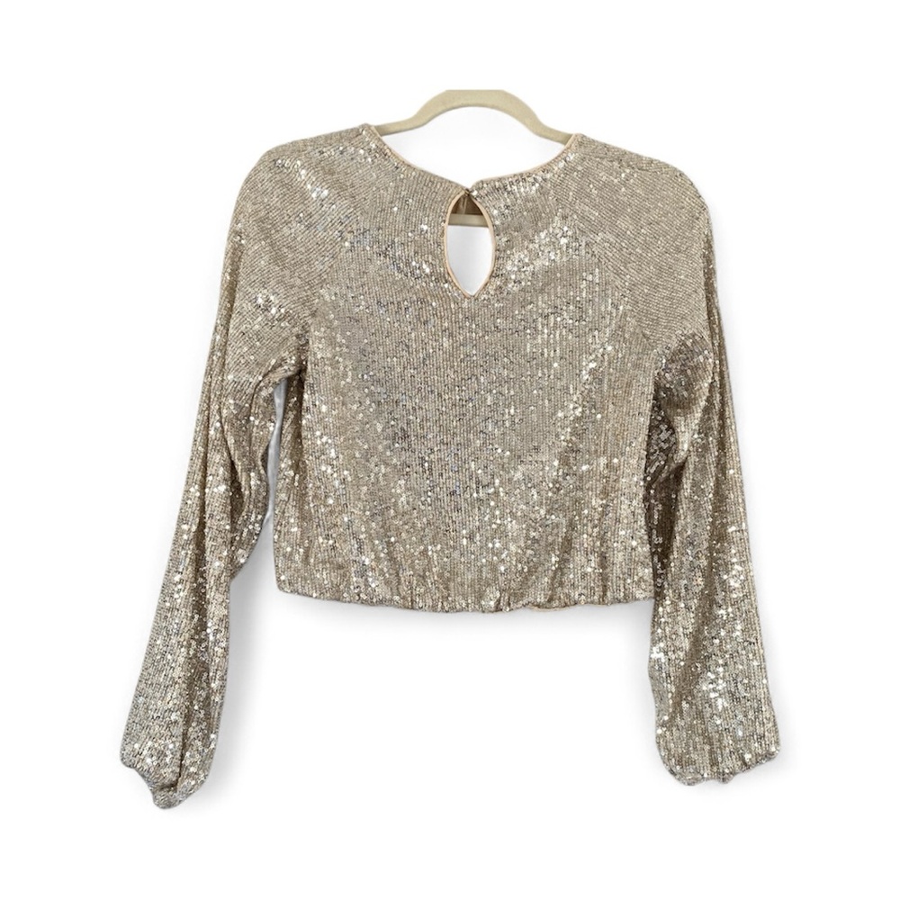Rachel Zoe long sleeve top  Festive Maximalism Party Sequin Sparkle Blouse XS